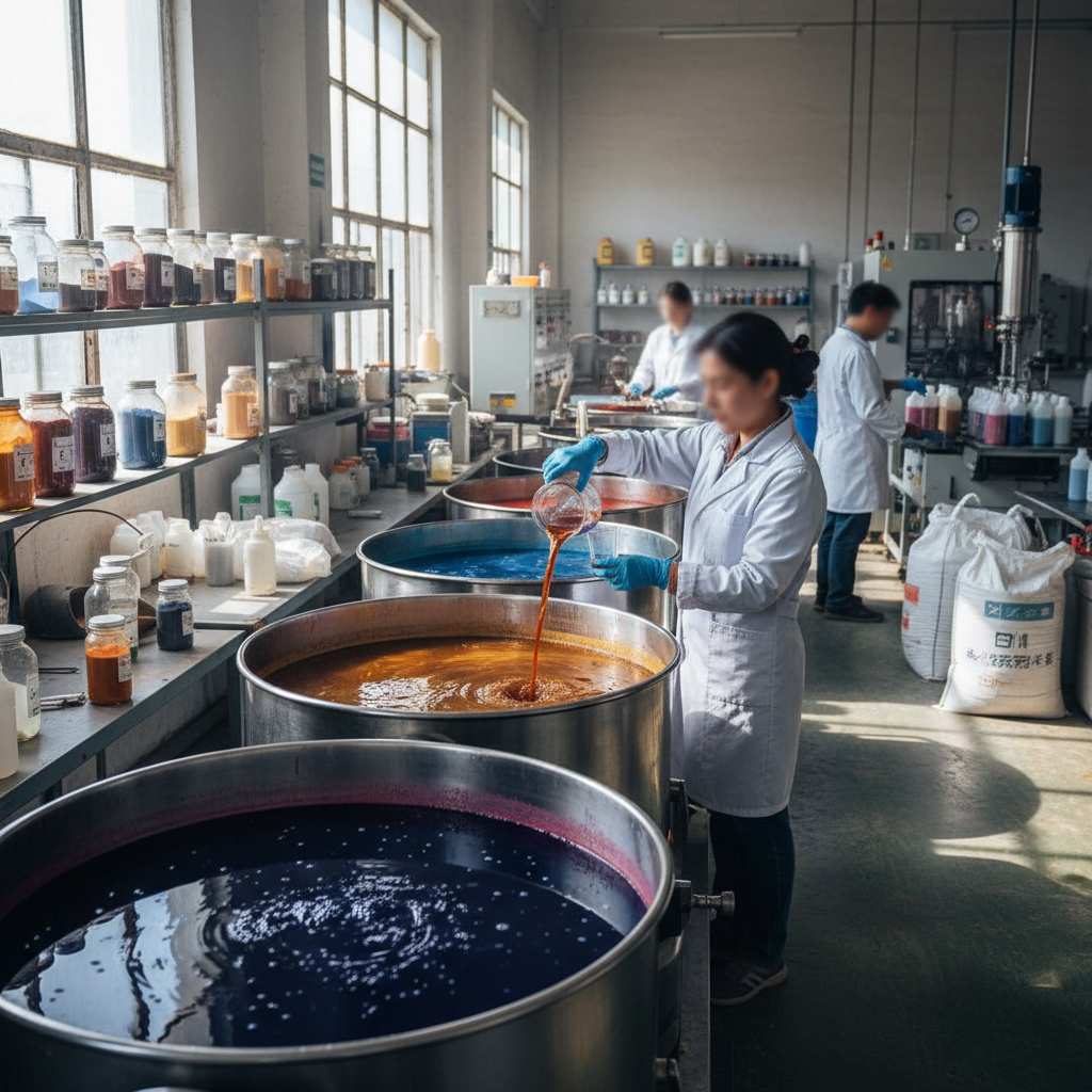 염료, 조제 무기 안료, 유연제 및 기타 착색제 제조업