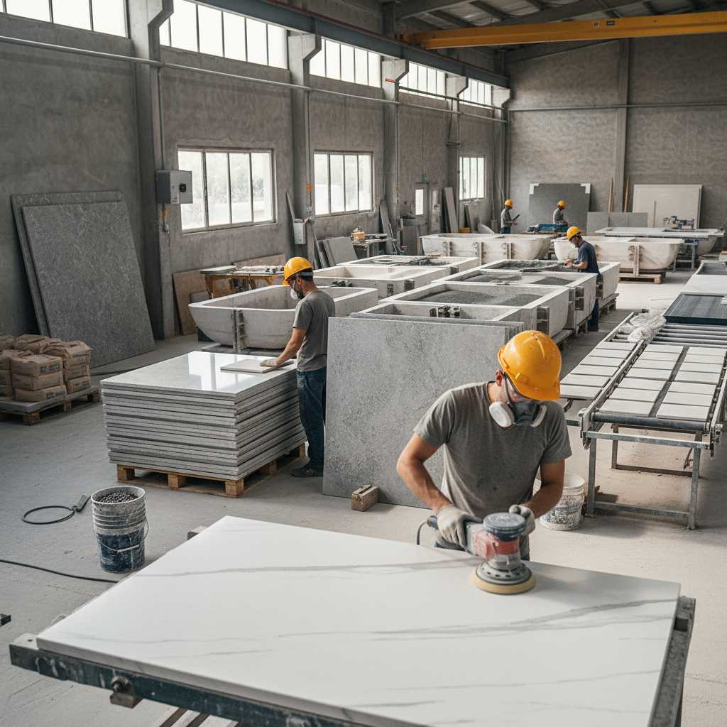 인조대리석 제품 제조업, 콘크리트 관 및 기타 구조용 콘크리트제품 제조업