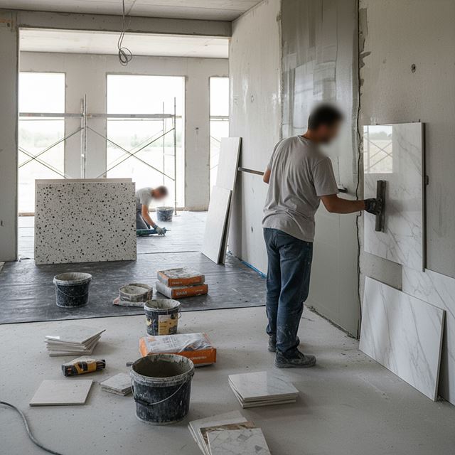 미장, 타일 및 방수 공사업