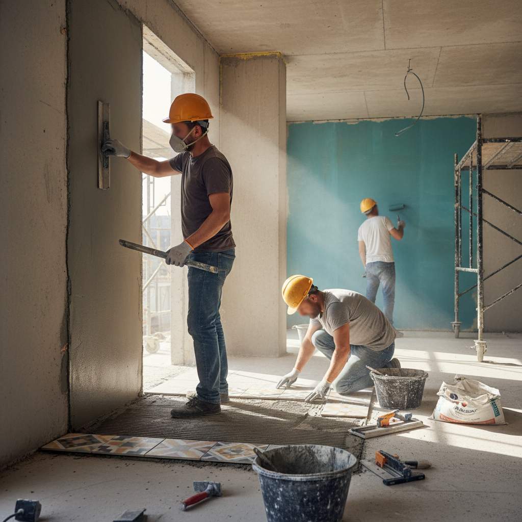 미장, 타일 및 방수 공사업