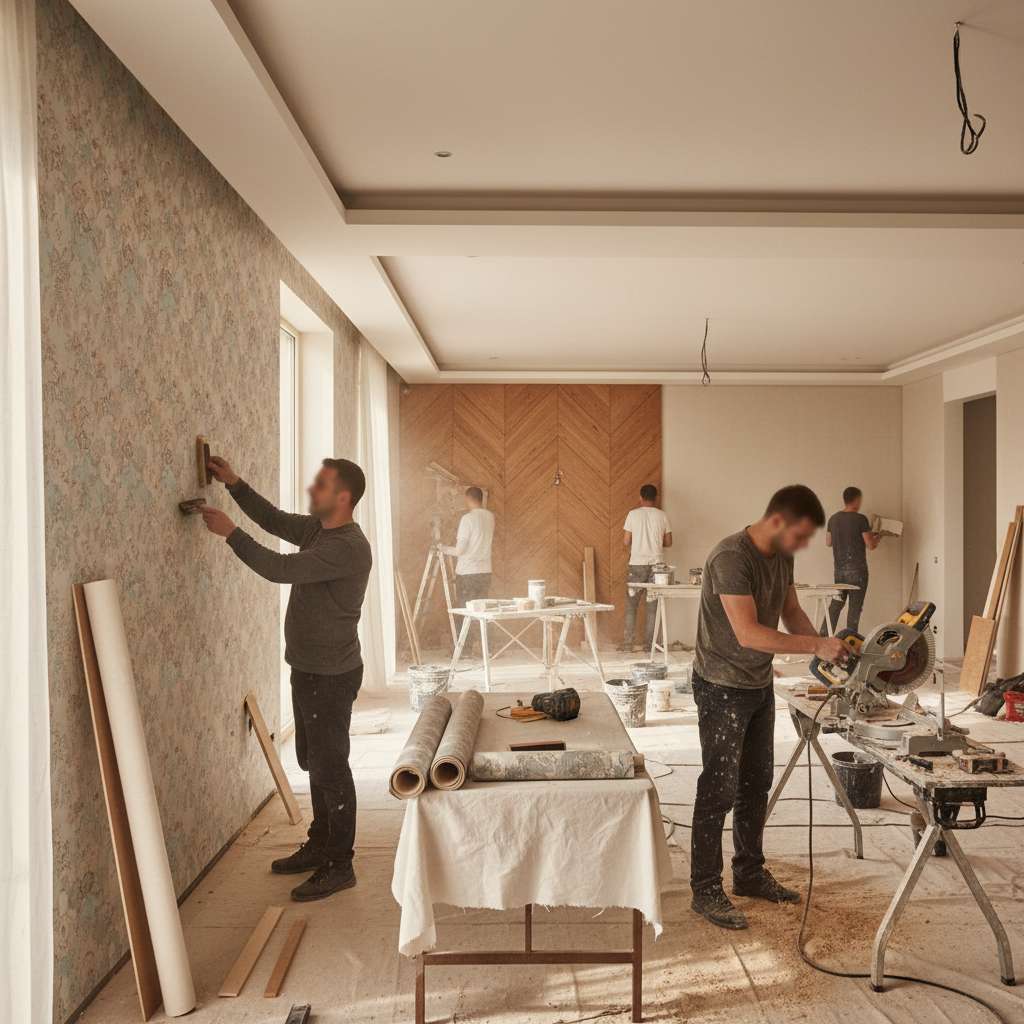 도배, 실내 장식 및 내장 목공사업